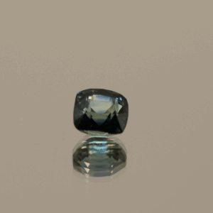 Natural sapphire gemstone, 0.9 carat, cushion cut, blue color, unheated, loose gemstone, dimensions 5.08 × 5.08 × 3.69 mm, origin Madagascar, GFCO certified.