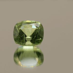 Natural 6 ct peridot, cushion cut, yellow green color, untreated, loose gemstone, dimensions 10.5 × 9.8 × 7.6 mm, perfect for fine jewelry.