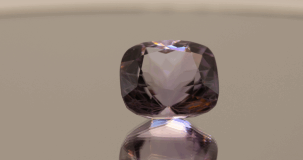 Natural cushion cut amethyst gemstone with purple violet color, 16.68 × 15.56 mm