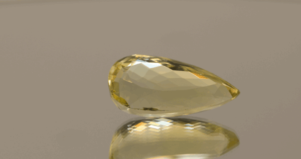 Lemon Quartz gemstone 11.87 carats, natural light yellow pear-cut, premium quality for jewelry