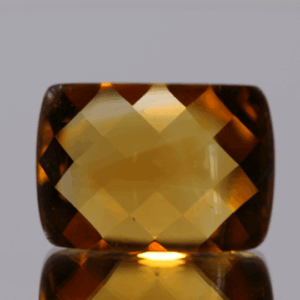 Faceted Citrine Gemstone – Yellow Orange, Square Cushion, 19.79 carats