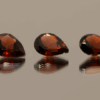 Natural spessartite garnets, 5.23 carats each, pear cut, orange-red color, untreated, set of 3