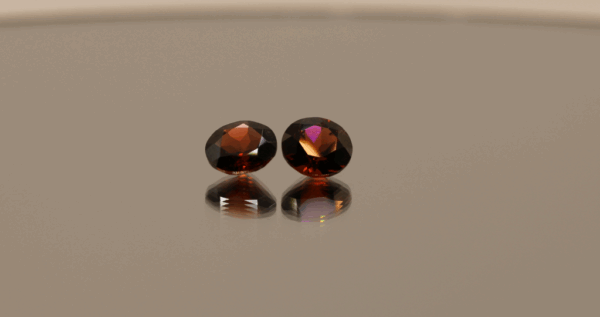 Natural pyrope garnets, 2.9 carats each, round cut, red color, untreated, set of 2