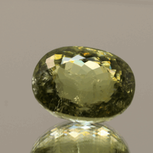 natural IGI paraiba tourmaline gemstone 12.27 carat yellow green oval cut 15.05x11.98x9.28 mm heat treated IGI certified