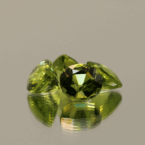 Natural peridot set, total weight 6.79 carat (4 stones), mixed cut, yellowish green color, untreated, loose gemstones, dimensions 7.1–8 × 6.1–6.7 × 4.5–5.6 mm, perfect for fine jewelry.