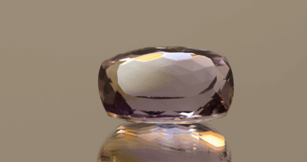 Natural square cushion cut ametrine gemstone with purple yellow color, 19.20 × 12.70 mm