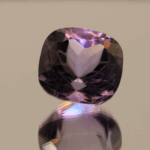 Natural cushion cut amethyst gemstone with purple violet color, 14.9 × 14.3 mm