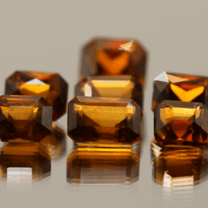 Natural hessonite garnet gemstones 16.75 carats octagon cut orange color untreated loose stones set