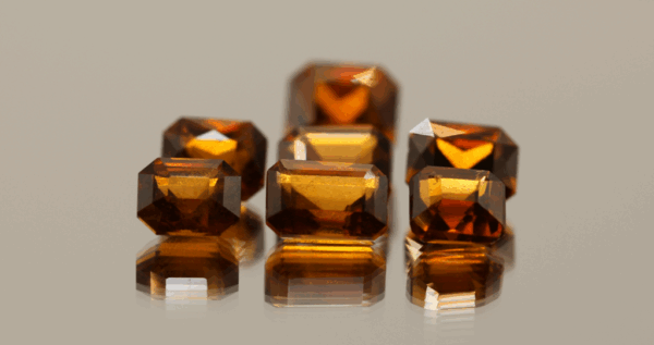 Natural hessonite garnet gemstones 16.75 carats octagon cut orange color untreated loose stones set