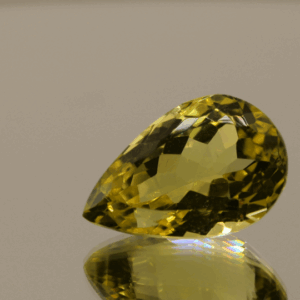 Lemon Quartz gemstone 12.21 carats, natural light yellow pear-cut, premium quality for jewelry