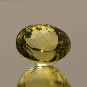 Lemon Quartz gemstone 13.86 carats, natural light yellow oval-cut, premium quality for jewelry