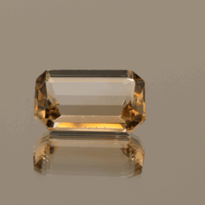 Light brown octagon-shaped topaz, 6.33 carat, 13.1 × 8.5 × 5.2 mm, no treatment, unknown origin.