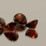 Natural almandine garnets, 7.72 carats each, pear cut, purple-red color, untreated, set of 4
