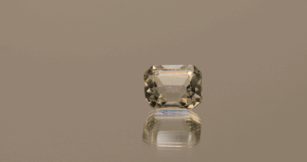 Alt Text: Natural octagon cut aquamarine gemstone with colorless hue, 8.80 × 7.50 mm