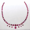 Red Ruby Necklace Set with 45 natural rubies totaling 44 carats in oval and pear cuts