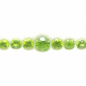 Yellow Peridot Bracelet Set with 13 natural peridots totaling 16.9 carats in cushion cut