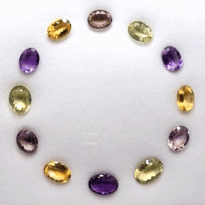 Multicolored Semi precious Necklace Set with ametrine lemon quartz amethyst and citrine totaling 159 carats in oval cut