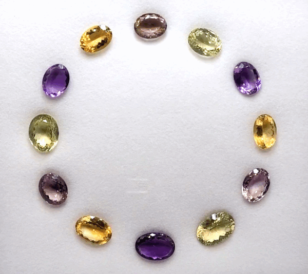 Multicolored Semi precious Necklace Set with ametrine lemon quartz amethyst and citrine totaling 159 carats in oval cut