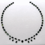 Teal Sapphire Jewelry Necklace Set with 49 natural sapphires totaling 30 carats in oval pear and marquise cuts