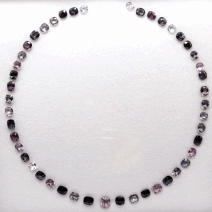 Neutral Multitone Spinel Necklace Set with 47 natural spinels totaling 50 carats in cushion cut