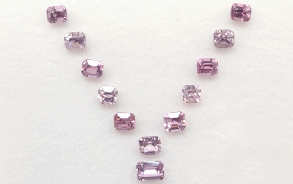 Pink and Light Pink Spinel stone Bracelet Set with 12 natural spinels totaling 10.3 carats in octagon cut