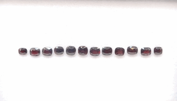 Deep Red Spinel Bracelet Set with 12 natural spinels totaling 9 carats in cushion cut